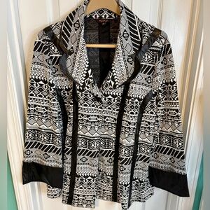 Multiples Monochrome Geometric Jacket Plus Size 1X